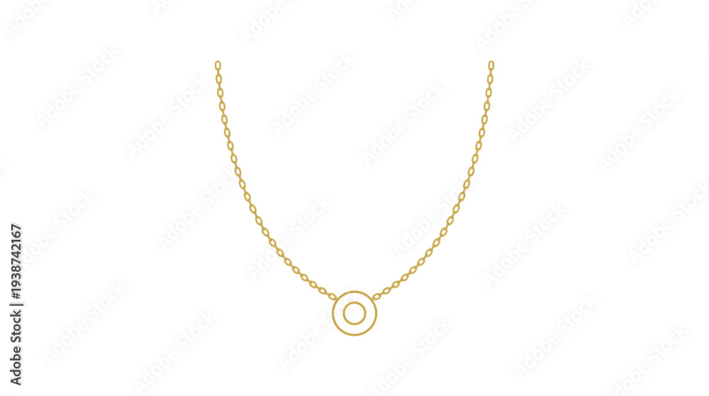 Fototapeta premium Minimalist gold necklace flat vector outline style