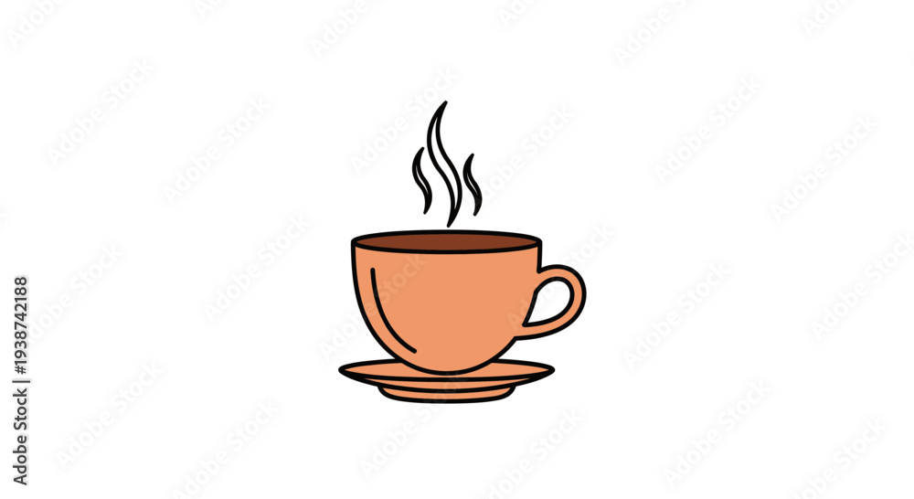 Obraz premium Steaming Coffee Cup on Saucer, Hot Beverage, Morning Drink, Cozy Atmosphere