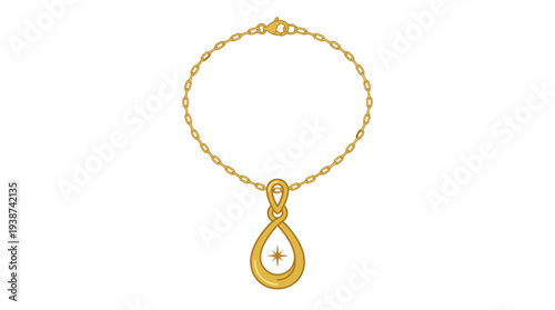 Minimalist gold necklace flat vector outline style