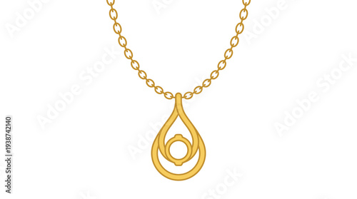 Minimalist gold necklace flat vector outline style