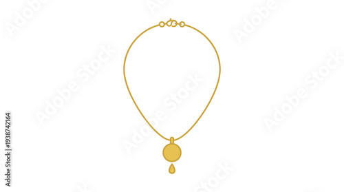 Minimalist gold necklace flat vector outline style