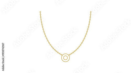 Minimalist gold necklace flat vector outline style
