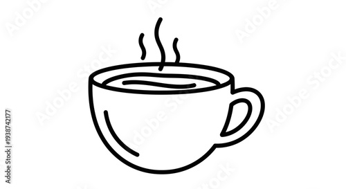 Steaming Coffee Cup Icon: Hot Beverage, Morning Drink, Cafe, Restaurant, Barista, Warmth