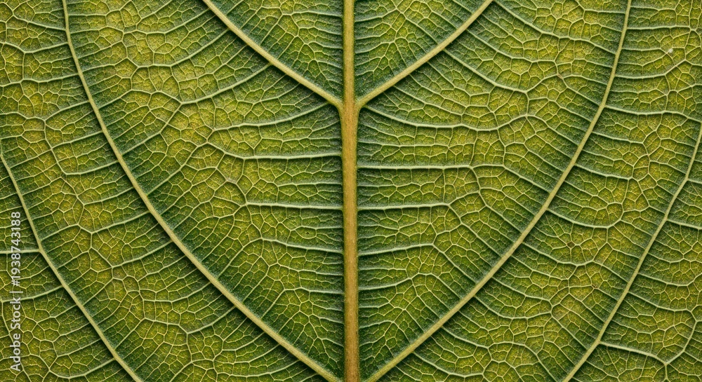 Obraz premium Close up of a detailed green leaf showing veins and texture macro photography