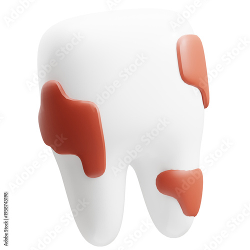 Vibrant 3D illustration depicting a white human tooth highlighting areas of red inflammation, symbolizing dental pain, gum disease, or tooth sensitivity and oral health issues