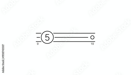 Slider control with number 5, representing a rating or setting on a scale from 0 to 10