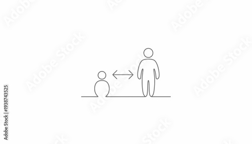 Social Distancing Icon: Two People Maintaining Safe Distance, Coronavirus Prevention