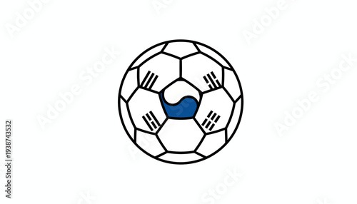 South Korea Soccer Ball Flag Emblem - Korean Football Symbol