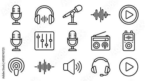 Audio and Music Icons Collection Set.