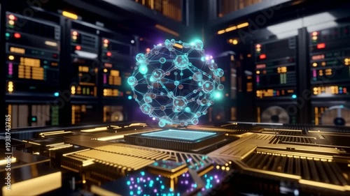 abstract circuit with hologram