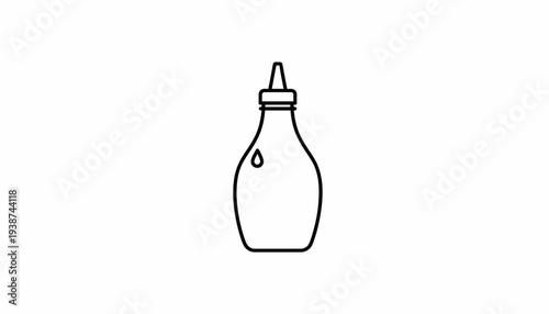 Simple Outline Icon of a Squeeze Bottle with a Drop of Liquid