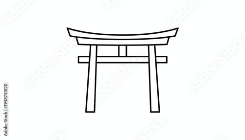 Simple Outline Illustration of a Japanese Torii Gate