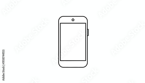 Simple Outline of a Smartphone Icon on a White Background