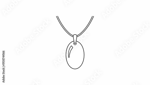 Simple Oval Pendant Necklace Line Art Icon