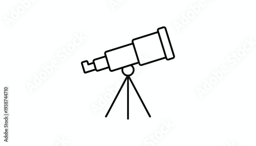 Simple Line Drawing of a Telescope on a Tripod