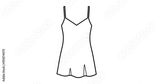 Simple Line Drawing of a Strappy Slip Dress