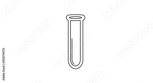 Simple Line Drawing of a Test Tube, Laboratory Equipment Icon, Scientific Research Symbol