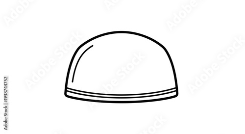 Simple Line Drawing of a White Swim Cap, Isolated on White Background