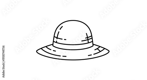 Simple Line Drawing of a Wide-Brimmed Hat