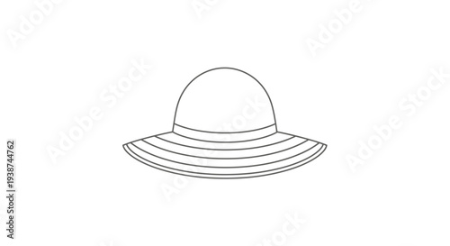Simple Line Drawing of a Wide-Brimmed Sun Hat