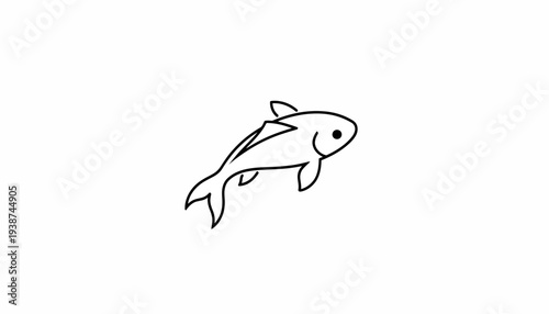 Simple Line Drawing of a Fish Swimming