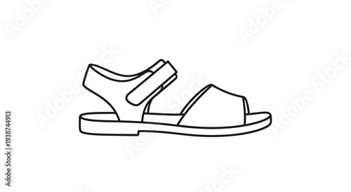Simple Line Drawing of a Flat Sandal for Summer