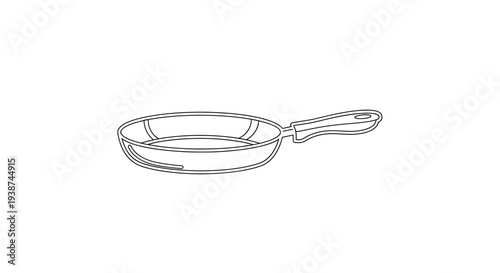 Simple Line Drawing of a Frying Pan on a White Background