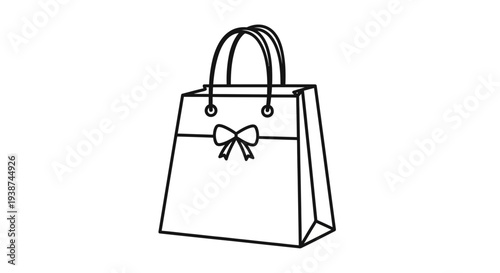 Simple Line Drawing of a Gift Bag with a Bow