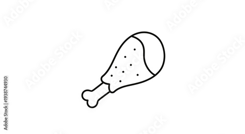 Simple Line Drawing of a Fried Chicken Leg Drumstick Icon