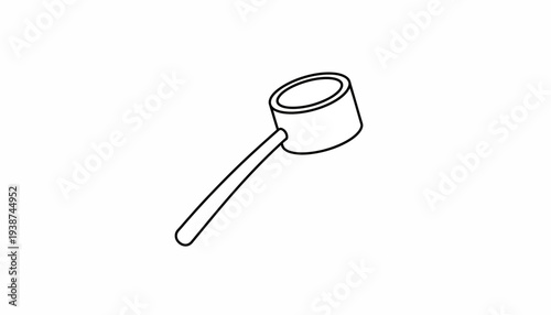 Simple Line Drawing of a Ladle or Scoop with a Long Handle