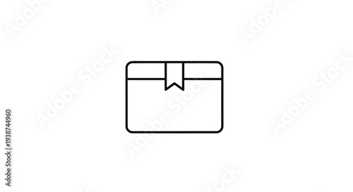 Simple line drawing of a gift box with a ribbon, isolated on white background.