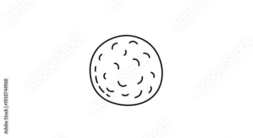 Simple Line Drawing of a Golf Ball on White Background