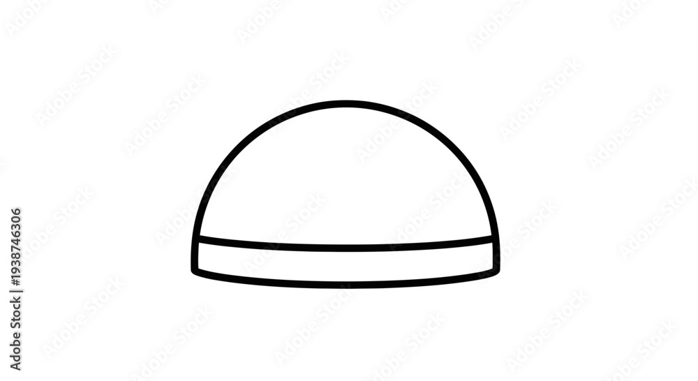 Fototapeta premium Simple Line Drawing of a Beanie Hat, Minimalist Icon, Vector Graphic
