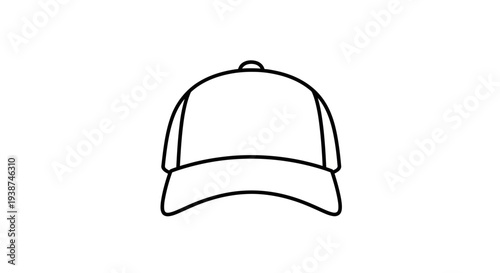 Simple Line Drawing of a Baseball Cap Icon