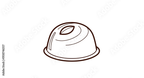 Simple Line Drawing of a Chocolate Candy with Leaf Design