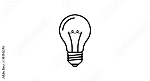 Simple line drawing of a classic incandescent light bulb, symbolizing ideas and innovation.