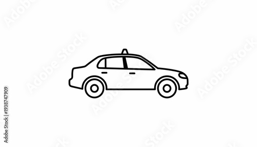Simple Line Art Icon of a Taxi Cab Car
