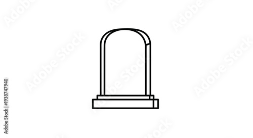 Simple Line Art Icon of a Tombstone, Cemetery Monument, Gravestone Outline
