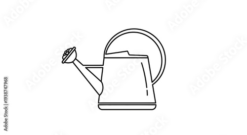 Simple Line Art Icon of a Watering Can for Gardening and Plant Care