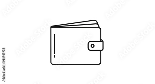 Simple Line Art Icon of a Wallet with Cash and Cards