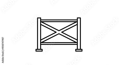 Simple Line Art Icon of a Wooden Fence Section