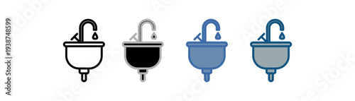 
basin icon set multiple style collection with basin design