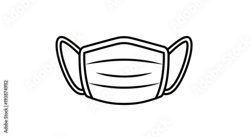 Simple Line Art Icon of a Medical Face Mask, Protective Gear for Health and Safety