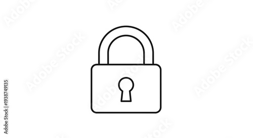 Simple Line Art Icon of a Padlock, Symbolizing Security and Protection