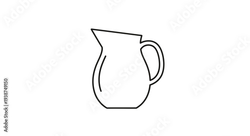 Simple Line Art Icon of a Pitcher or Jug on White Background