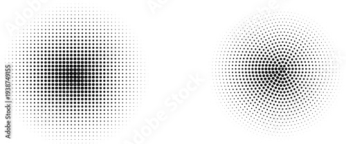 Comic background. Pattern with circles, halftone dotted backdrop. Radiating from the center starburst, sun burst rays, lines. Vector illustration