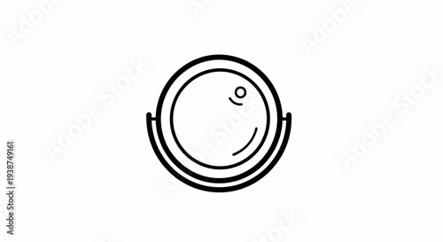 Simple Line Art Icon of a Round Mirror on a Stand