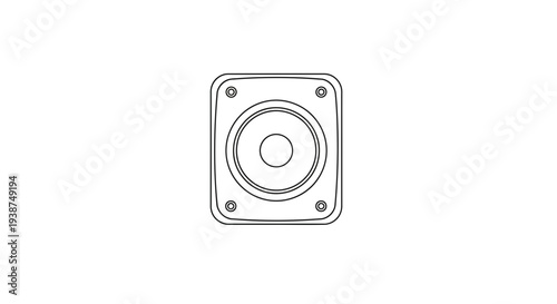 Simple Line Art Icon of a Speaker, Audio Equipment, Sound System Element