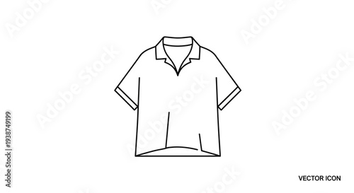 Simple line art icon of a short-sleeved collared shirt, vector graphic