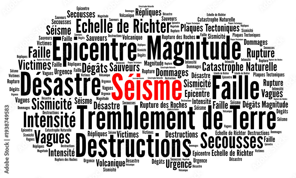 Obraz premium Séisme nuage de mots